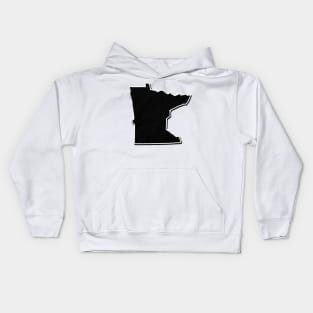 Black Minnesota Outline Kids Hoodie